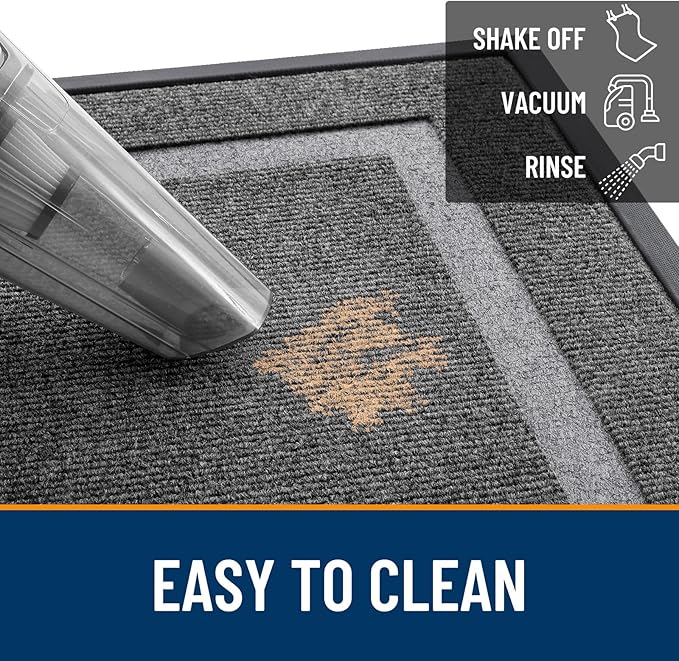 OLANLY Front Door Mat Indoor Outdoor Entrance, Waterproof All-Season, All-Weather Doormat, Sturdy Natural Rubber, Fade Resistant, Low Profile, Easy Clean Patio Porch Entryway Mat, 47x17, Dark Grey - Image 6