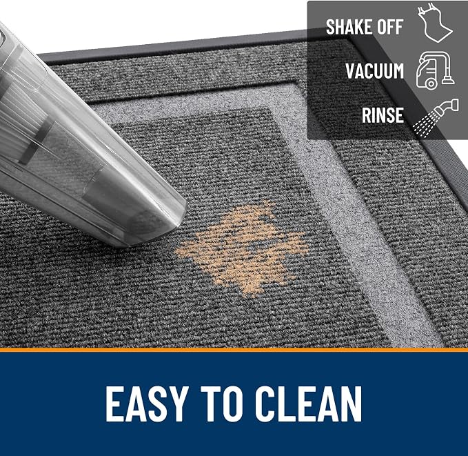 OLANLY Front Door Mat Indoor Outdoor Entrance, Waterproof All-Season, All-Weather Doormat, Sturdy Natural Rubber, Fade Resistant, Low Profile, Easy Clean Patio Porch Entryway Mat, 71x23, Dark Grey - Image 6