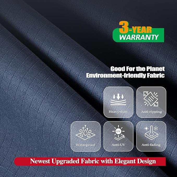 F&J Outdoors Outdoor Patio Furniture Covers, Waterproof UV Resistant Anti-Fading Cover for Small Round Table Chairs Set, Grey, 62 inch Diameter - Image 3