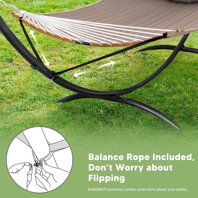 SUNCREAT Hammocks Standing Patio Hammock, Portable Hammock with Stand Foldable, Patent Pending, Brown - Image 4
