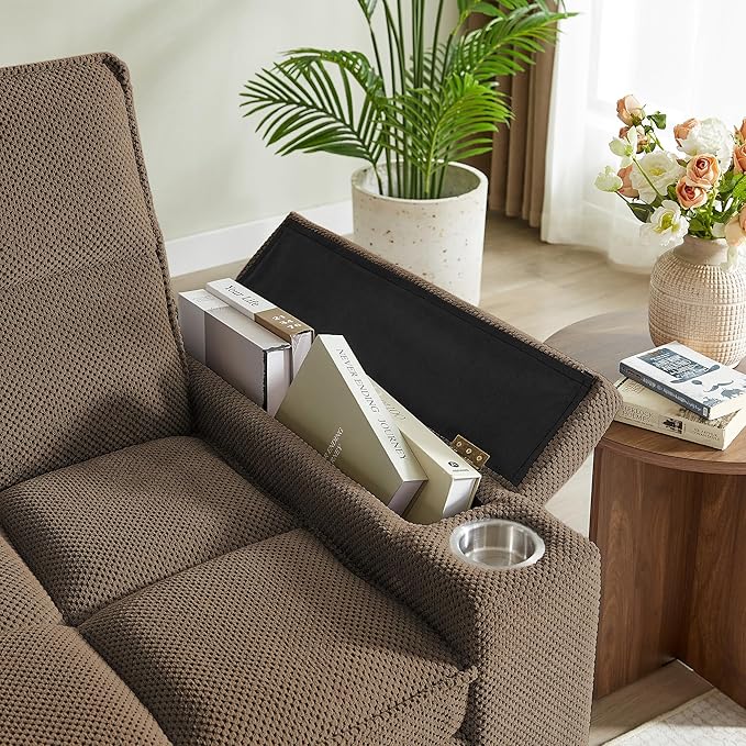 Eafurn Convertible Sleeper Sofa Bed with 360° Swivel Table & USB Ports, Tufted Chenille Loveseat Pull-Out Couch with Storage Armrest & Cup Holders, 6-Level Adjustable Backrest