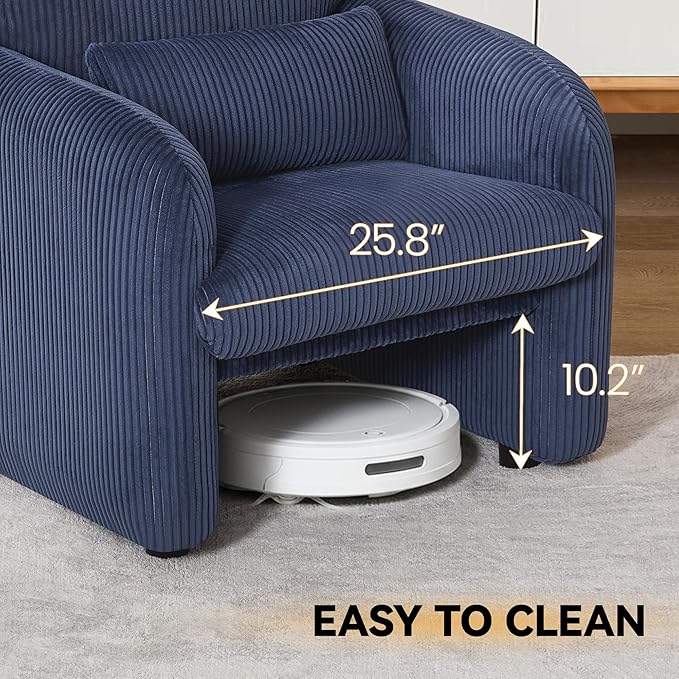 Corduroy Accent Living Room Sets, Comfy Upholstered Loveseat Sofa with 2 Accent Chairs, Morden Couch Sets for Living Room, Bedroom, Office, Blue