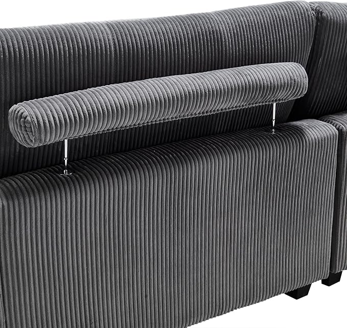 Oversized Lounge Chaise Convertible Sleeper Sofabed, Corduroy Sleeper Daybed Indoor Recliner Chair Sofa Bed with Cupholders and Adjustable Headrests for Living Room Bedroom Reading Home Apartment