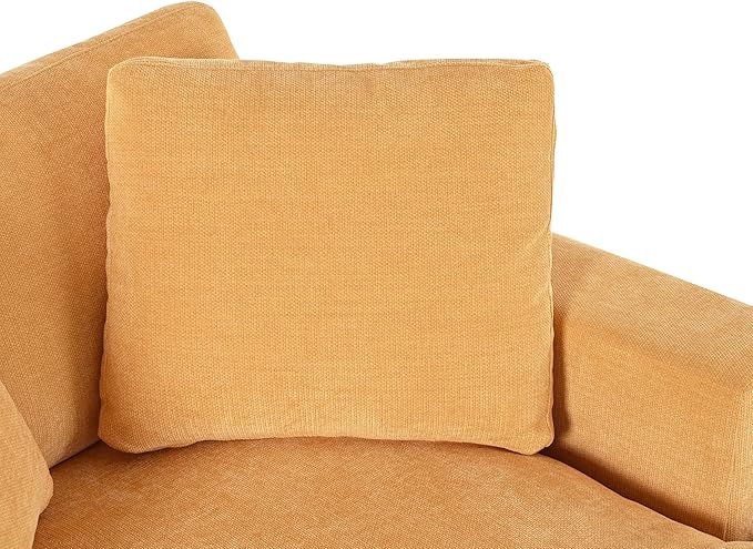 Christopher Knight Home Larrz Oversized Chaise Lounge Chair Indoor, Cozy Upholstered Sleeper Sofa Couch, Durable Wood Frame, Deep Seat Reading Chair with 2 Throw Pillows and Armrests, Yellow