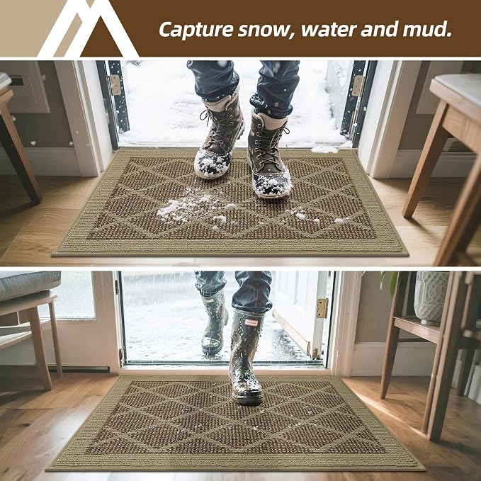 COSY HOMEER Non-Slip Door Mat 20"x48", Entryway Rugs Low Profile Absorbent Dirt Trapper Doormat for Front Entrance, Washable Polypropylene Entry Mat (Beige) - Image 3