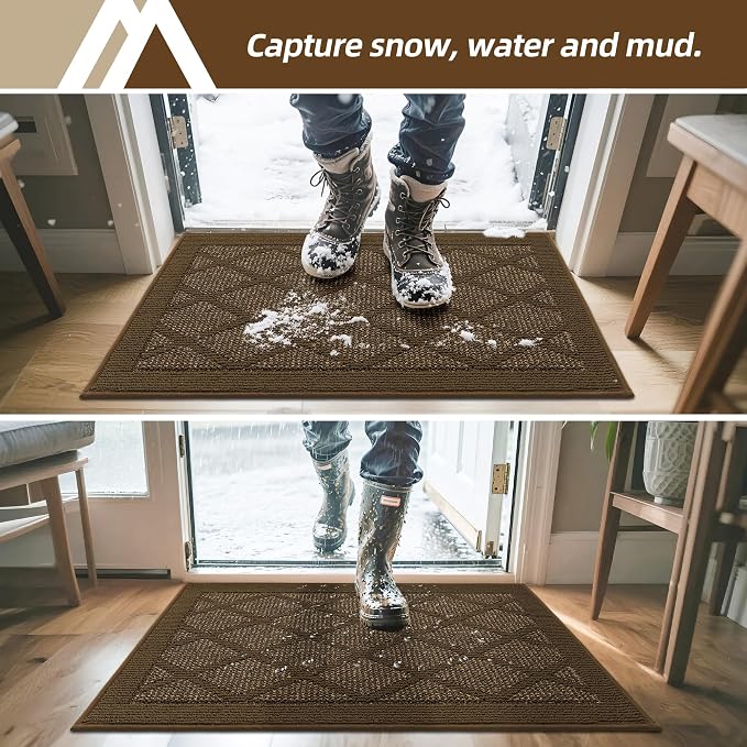 COSY HOMEER Non-Slip Door Mat 36"x60", Entryway Rugs Low Profile Absorbent Dirt Trapper Doormat for Front Entrance, Washable Polypropylene Entry Mat (Dark Brown) - Image 2