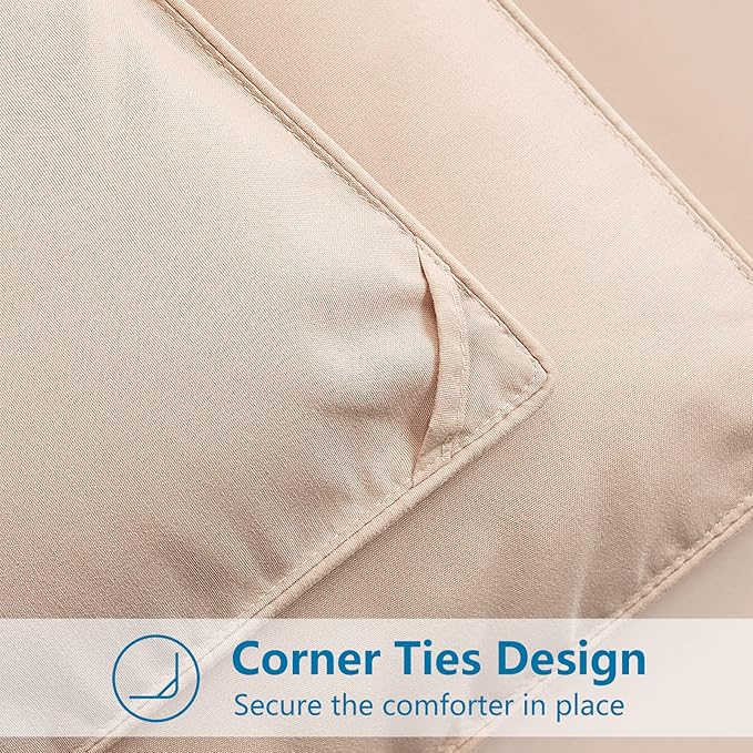 EASELAND California King Down Alternative Comforter - Quilted Duvet Insert for All Seasons, Soft Lightweight with Corner Tabs, Summer Winter Warm Bedding, Beige 96x104 Inches