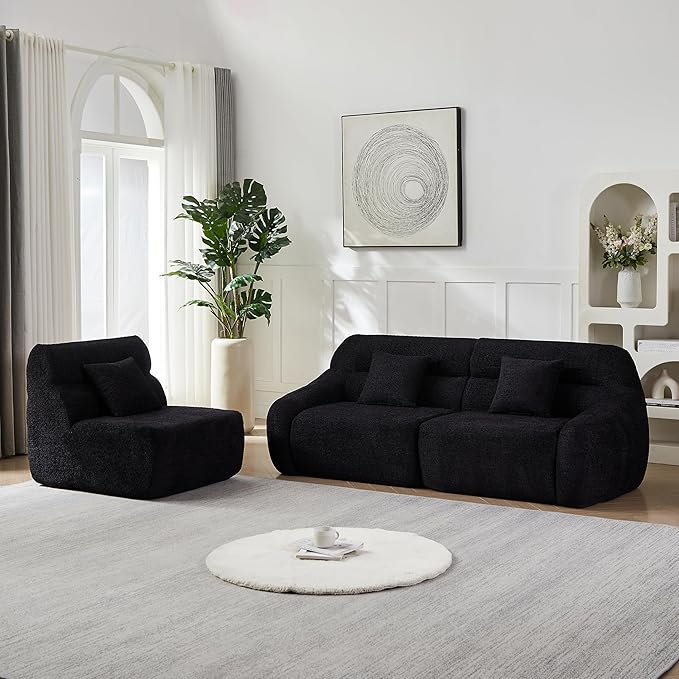 123-Inch Oversized Modular Compressed Sectional Couches 4 Pieces Modular Boneless Sofas with 4 Pillows,Modern Minimalist Corner Cloud Sofa Comfy Chenille Deep Seat Foam Couch