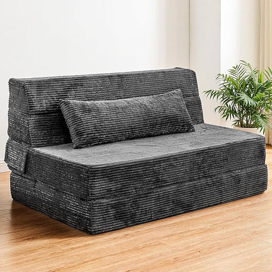 Folding Sofa Bed, Convertible Sleeper Chair with Pillow, High Density Memory Foam Fold Out Couch, Foldable Mattress Futon Sofa for Living Room/Dorm/Guest Use/Apartment/Home Office