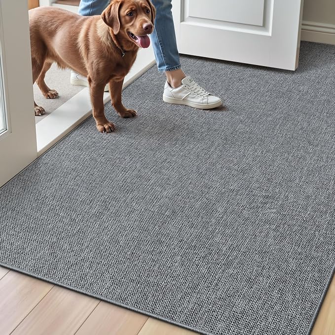 LUMI Ultra Thin Door Mat for Entryway, 32"x48" Low Profile Non Slip Rubber Backing Indoor Doormat, Easy Clean Welcome Entrance Mat for Inside House, Patio, Dark Grey by LUMI
