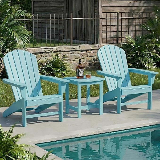 Y&M Outdoor Side Table, HIPS Adirondack Small Single Table, Waterproof Square Outside Table, Balcony Modern End Tables for Patio, Pool, Beach, Porch, Deck, Indoor or Outdoor Use, Light Blue - Image 4