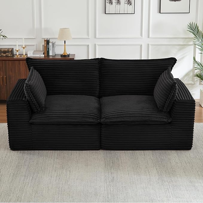 78.8" Cloud Loveseat Boneless Sofas for Living Room, 2 Seaters Modular Foam Cloud Sofa Couches, 2 Seat Compression Foam Couch with Headrests, No Assembly Required