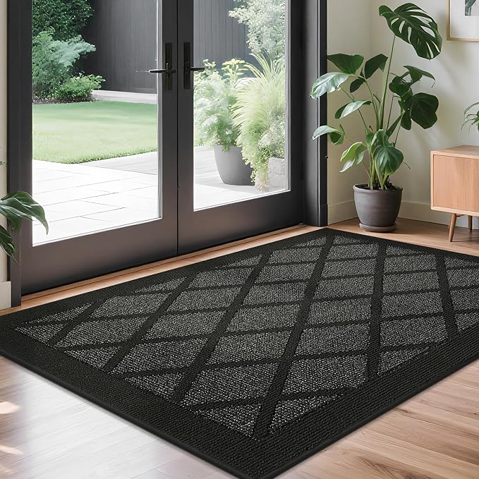 COSY HOMEER Non-Slip Door Mat 36"x60", Entryway Rugs Low Profile Absorbent Dirt Trapper Doormat for Front Entrance, Washable Polypropylene Entry Mat (Black) - Image 9