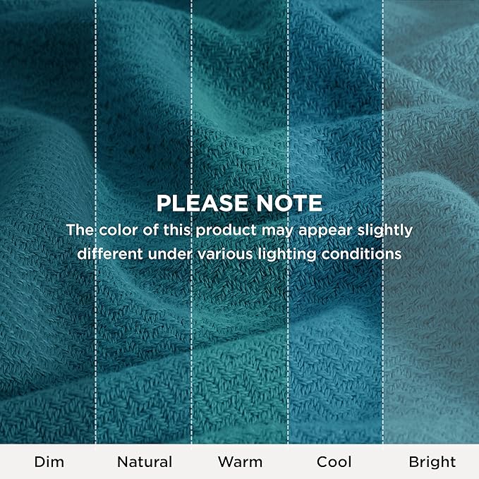 Bedsure GentleSoft 100% Cotton Blanket Twin XL Size for Bed - Breathable and Lightweight, Soft Cozy Textured Herringbone Woven Summer Blanket for College Dorm, Teal, 66x90 inches