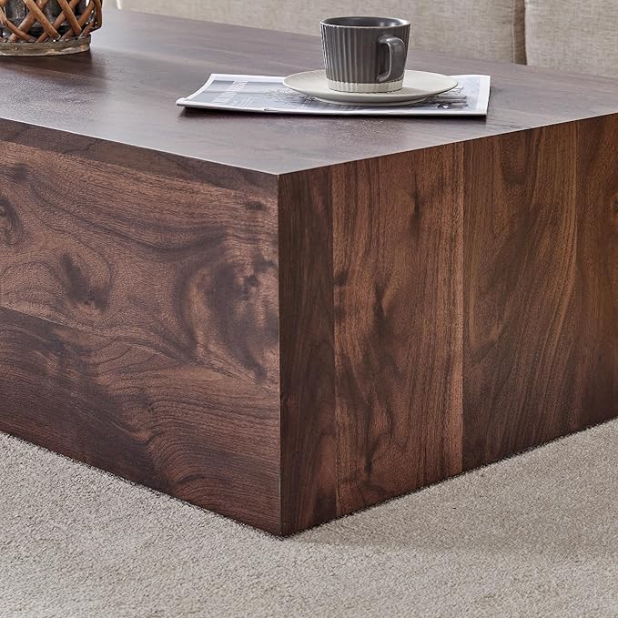 Wood Grain Coffee Table Wood Grain,Rectangle Wooden Center Table for Living Room,Farmhouse Cocktail Table No Assembly
