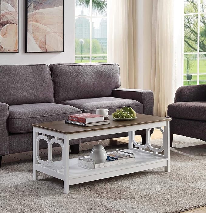 Convenience Concepts Omega Coffee Table, Driftwood Top / White Frame