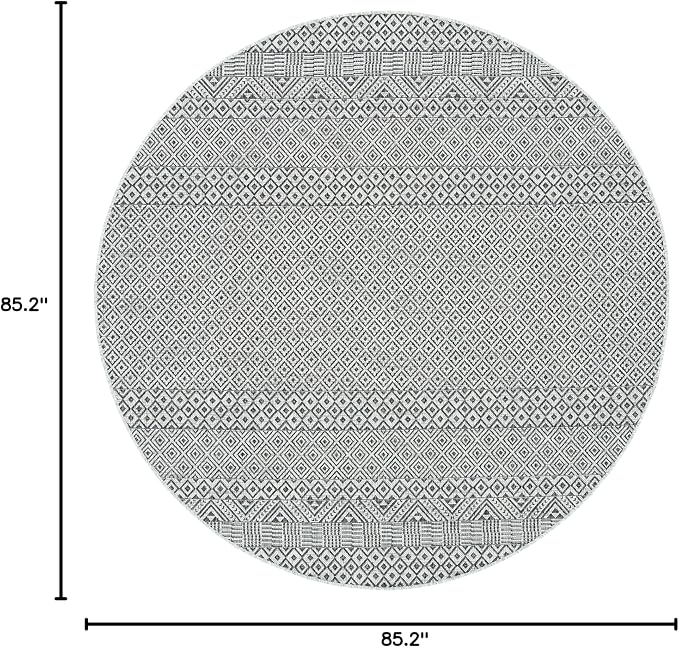 SAFAVIEH Courtyard Collection 7'1" Round Grey/Black CY8235 Indoor/ Outside Waterproof Easy cleansingPatio Backyard Mudroom Area Mat - Image 2