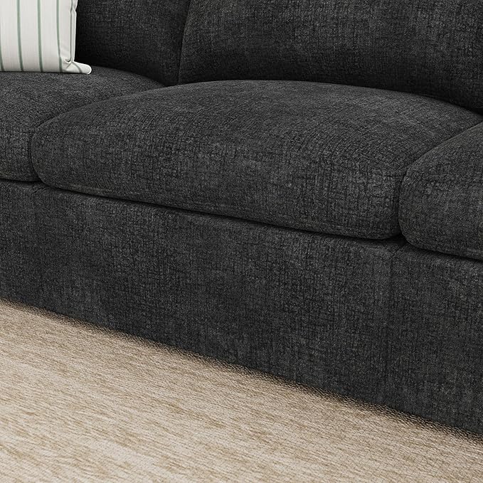 HONBAY Chenille Fabric Middle Module for Modular Sectional Sofa, Armless Accent Chair with Storage Seat, Grey
