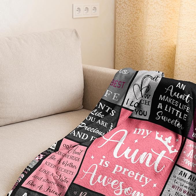 Ruvinzo Aunt Gifts, Auntie Gift Ideas, Best Aunt Ever Christmas Birthday Gifts, Gift for Aunts from Niece Nephew, Best Auntie Birthday Presents, Aunts Valentines Mothers Day Christmas Blanket 60"x50"