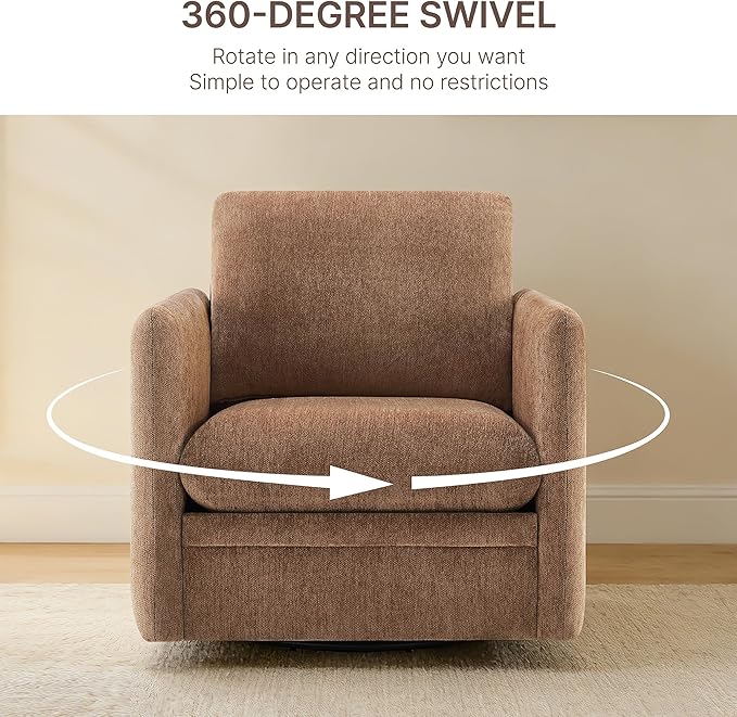 360° Swivel Accent Chair Set of 2,Upholstered Armchair with Deep Seat, Sturdy Metal Base for Living Room,Nursery,Bedroom,Terracotta