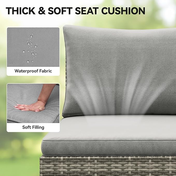 YITAHOME 9 Piece Patio Furniture Set, All-Weather Wicker Outdoor Sectional Sofa with Lift-Top Coffee Table & Ottoman, Patio Conversation Set for Deck, Backyard, Porch - Gray Gradient