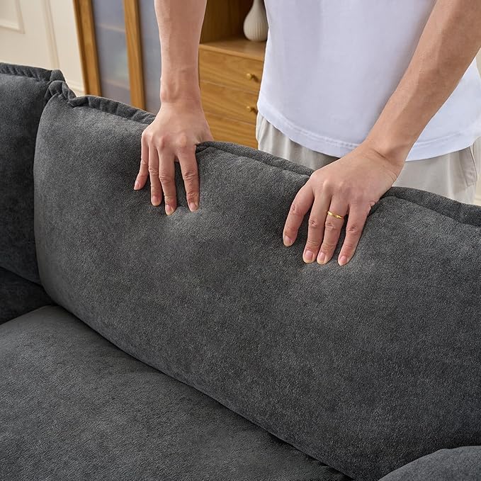 109-Inch U-Shaped Sectional Cloud Sofa Oversized Modular 5 Seaters Sofa Couch with 2 Ottoman Chaise and Pillow Armrest, Chenille Upholstered Convertible Cloud Couch