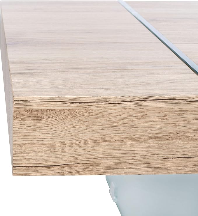 SAFAVIEH Home Collection – Jacob Natural Rectangular Floating Coffee Table with Glass Legs, Modern Architectural Design (COF7001C)