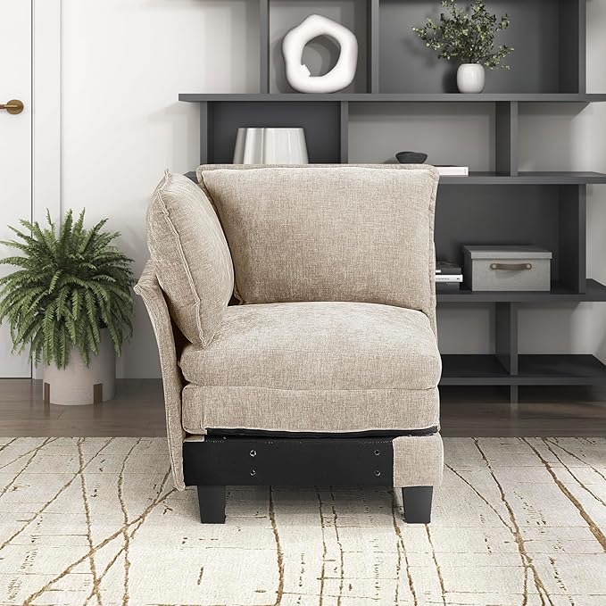 Lexicon Modular Sectional Sofa, Module for Sectional Couch, Corner Seat, Removable Cushion Cover, Soft Upholstery, Durable Frame, Customizable Comfort, Chenille Light Taupe