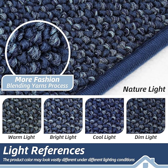 BEQHAUSE Dirt Trapper Door Mat 36" x 60", Non-Slip Washable Doormats Entrance Mat, Dirt Resistant and Absorbent Welcome Mat, Low Profile Floor Mats for Front Back Door and Entryway, Blue - Image 5