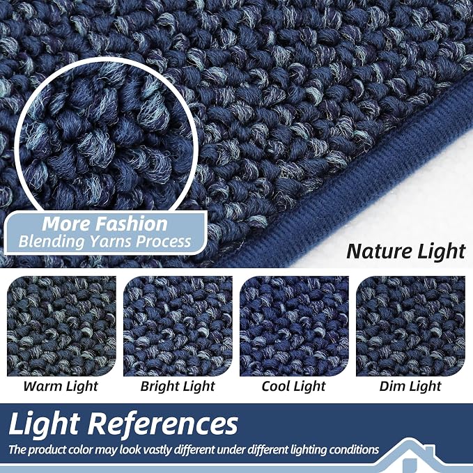 BEQHAUSE Dirt Trapper Door Mat 24" x 36", Non-Slip Washable Doormats Entrance Mat, Dirt Resistant and Absorbent Welcome Mat, Low Profile Floor Mats for Front Back Door and Entryway, Blue - Image 5