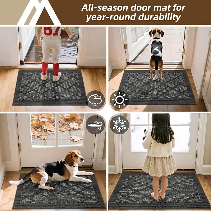 COSY HOMEER Non-Slip Door Mat 36"x60", Entryway Rugs Low Profile Absorbent Dirt Trapper Doormat for Front Entrance, Washable Polypropylene Entry Mat (Dark Grey) - Image 8
