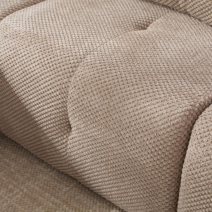 104" L-Shaped Compressed Sectional Cloud Sofa, Flannel Upholstered Modular Tufted Sofa with 4 Pieces, Modern Floor Boneless Foam Modular Cloud Couches for Living Room