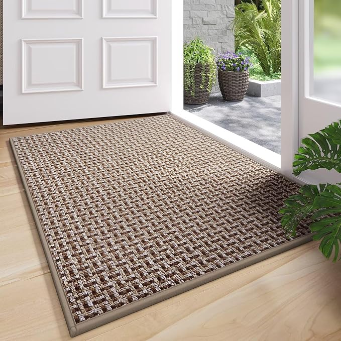 YDKGL Door Mat 31x47, Dirt Resistant and Absorbent, Non-Slip Rubber Backing Floor Mats, Easy Clean Low-Profile Doormat for Entryway, Front Door, Inside Entrance Brown by YDKGL