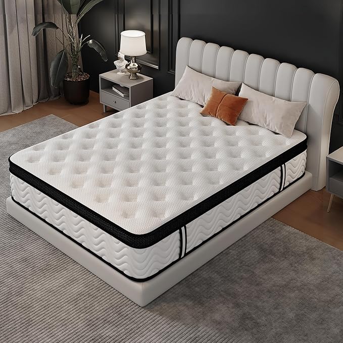 Susalt Queen Size Mattress 14 Inch, Upgraded Memory Foam Mattress in a Box, Hybrid Mattress with Independent Pocket Springs for Motion Isolation & Silent Sleep,Medium Firm,CertiPUR-US,100-Nights Trial