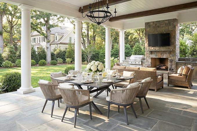 PURPLE LEAF 9 Pieces Outdoor Metal Furniture Set Patio Conversation Sets Dining Set, 1 Square Dining Table and 8 Modern Chairs with Cushions Seat Taupe by PURPLELEAF