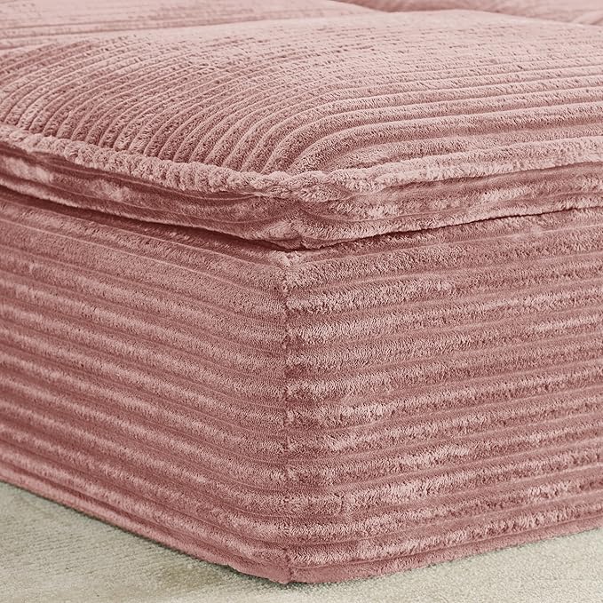 Comfy Boneless Cloud Sofa Chaise Oversized Fluffy Corduroy Upholstered Chaise Lounge for Living Room Bedroom, Modular Compressed Foam Cloud Daybed, Single Seat Sofa