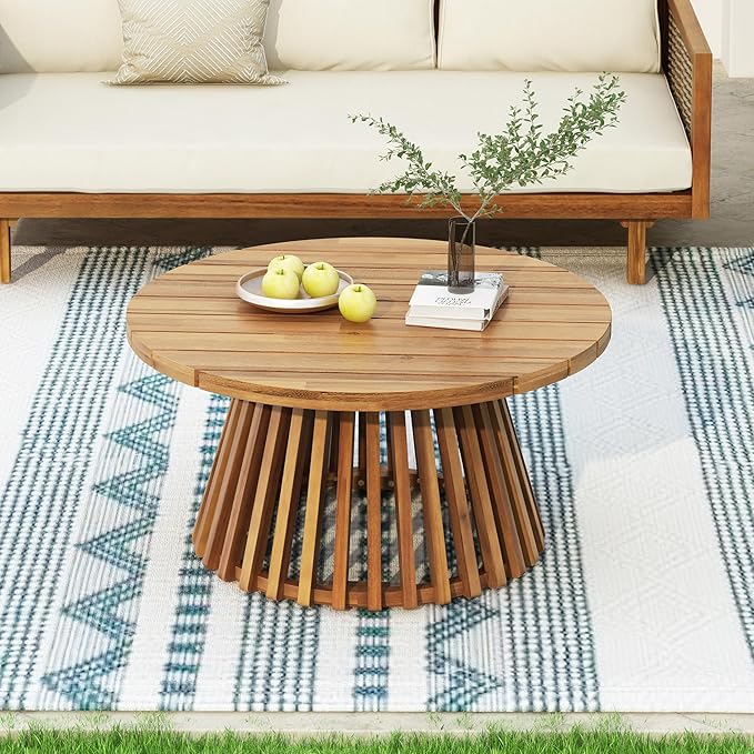 Christopher Knight Home Claremont Patio Sofa and Coffee Table Set, 2 Piece Wicker Patio Furniture Set, Acacia Wood 3 Seater Outdoor Sofa Daybed and Coffee Table Set, Teak+Dark Grey