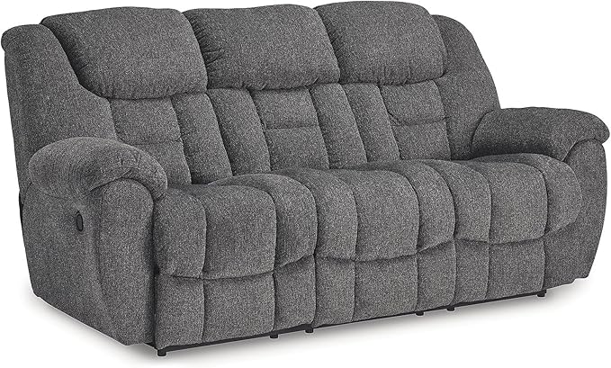 Signature Design by Ashley Foreside Contemporary Stain Resistant Manual Reclining Sofa, Gray