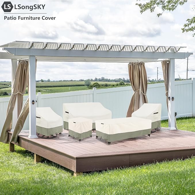 Outdoor Swivel Lounge Chair Cover 2 Pack,100% Waterproof Heavy Duty Outdoor Chair Covers,(33 W x 35 D x 38.5 H inches) Patio Furniture Cover for Swivel Patio Chair,White&Grayish Green - Image 7