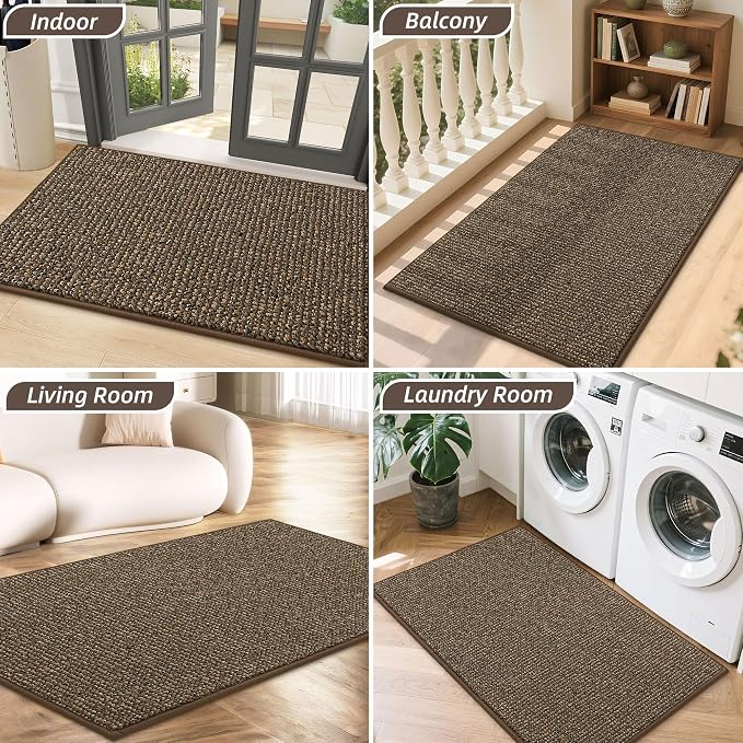 BEQHAUSE Dirt Trapper Door Mat 36" x 60", Non-Slip Washable Doormats Entrance Mat, Dirt Resistant and Absorbent Welcome Mat, Low Profile Floor Mats for Front Back Door and Entryway, Brown - Image 8