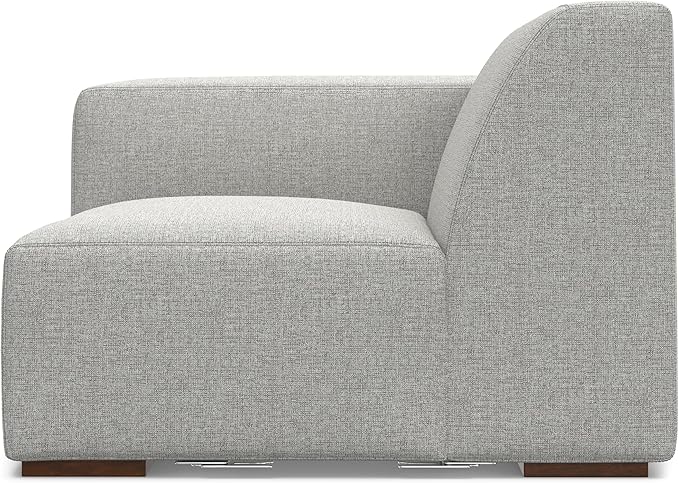 SIMPLIHOME Rex Left-Arm Sofa Module in 100% Recycled Polyester Tightly Woven Performance Fabric, Pale Grey, 44-inches Wide, Handcrafted Modern-Style Left-Arm Accent Chair for Living Room
