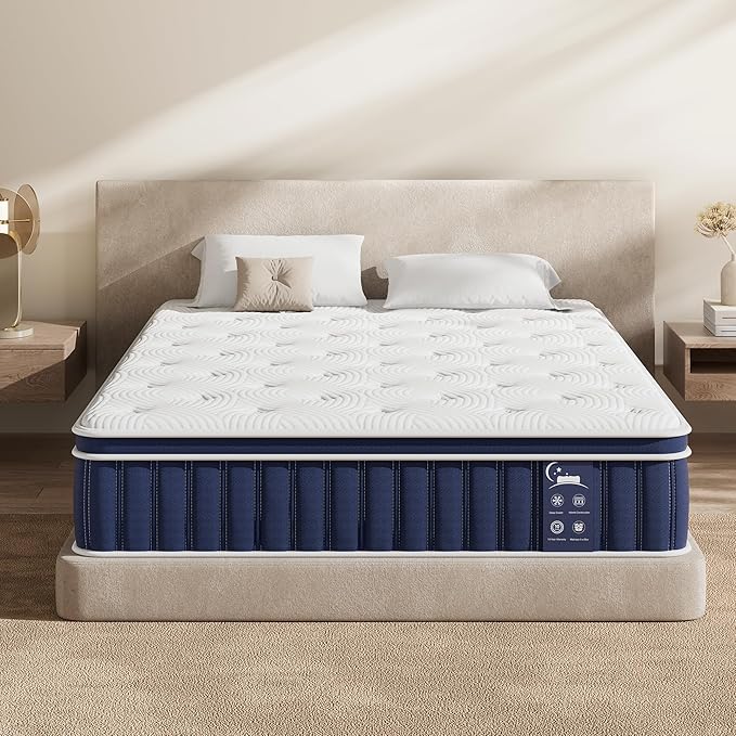 Full Size 12 Inch Hybrid Mattress, 7-Zone Support Pocket Springs Mattress in a Box with Targeted Comfort, Motion Isolation&Pressure Relief, CertiPUR-US Certified