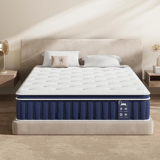 Twin Size 10 Inch Hybrid Mattress with Targeted Comfort, Pocket Coil & Foam, Medium Firm Mattress for Kids, Teens & Guest Rooms, Mattress in a Box, CertiPUR-US Certified