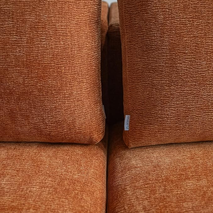 Acanva Oversized Modular Sectional Sofa with Removable Washable Slipcovers, Modern Low Profile Deep Seat Couch for Living Room, Chenille-Tangerine, Armrest/Ottoman