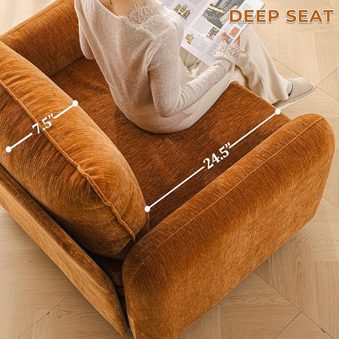 Rexulqo Oversized Accent Chair Set of 2,All Seats Storage,Comfy Armchair,24.5'' Deep Seat,Upholstered Living Room Chairs,Big Reading Chair for Bedroom,Office,Chenille,Yellow