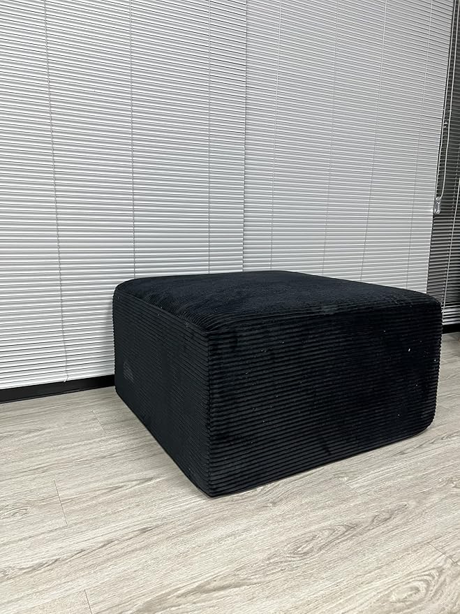 171" U-Shaped Cloud Modular Sectional Sofa with Chaise & Headrest, Boneless Deep Seat Plush Corduroy Couches for Large Living Room, No Assembly Required (Dark Green) (Dark Black, 101" 3 Seater)