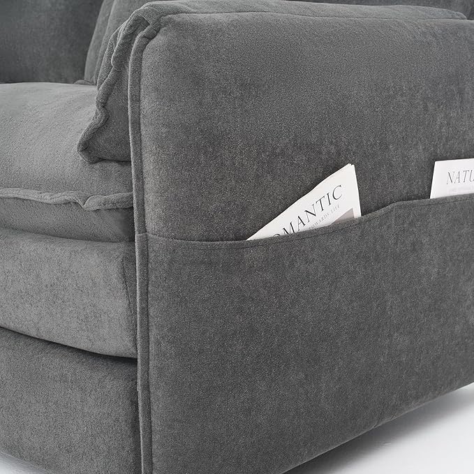 109-Inch U-Shaped Sectional Cloud Sofa Oversized Modular 5 Seaters Sofa Couch with 2 Ottoman Chaise and Pillow Armrest, Chenille Upholstered Convertible Cloud Couch