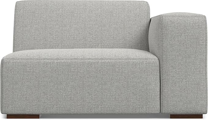 SIMPLIHOME Rex Right-Arm Sofa Module in 100% Recycled Polyester Tightly Woven Performance Fabric, Pale Grey, 44-inches Wide, Handcrafted Modern-Style Right-Arm Accent Chair for Living Room