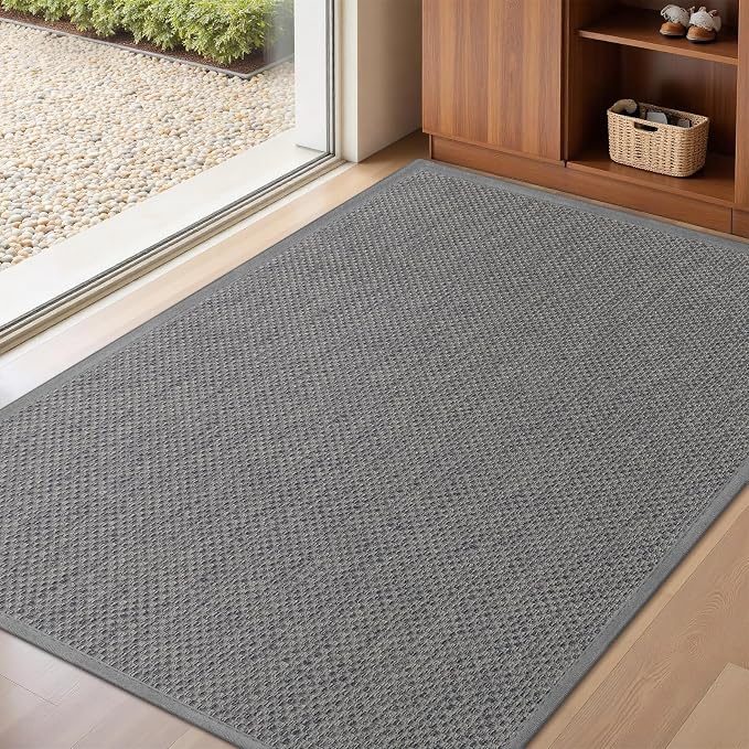 LEKEEPGO Door Mat 32"x47", Non Slip Door Mat Indoor Entrance, Rubber Backing Front Indoor Door mats Washable Absorbent Low-Profile Entryway Entry Resist Dirt Inside Door Mats, Light Grey by LEKEEPGO