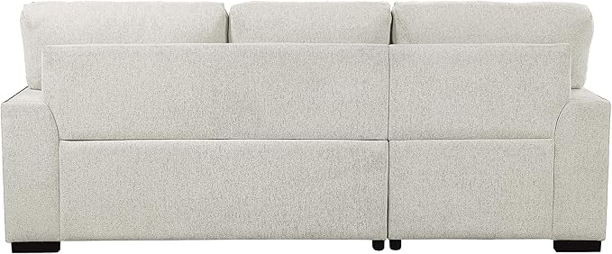 Lexicon Mid Century Modern Sectional Sleeper Sofa Bed Couch with Storage Chaise, Sectional Sofa Pull Out Couch Bed, Sectional Couch Lounge Sofa for Living Room Apartment, Left Side Chaise, Beige